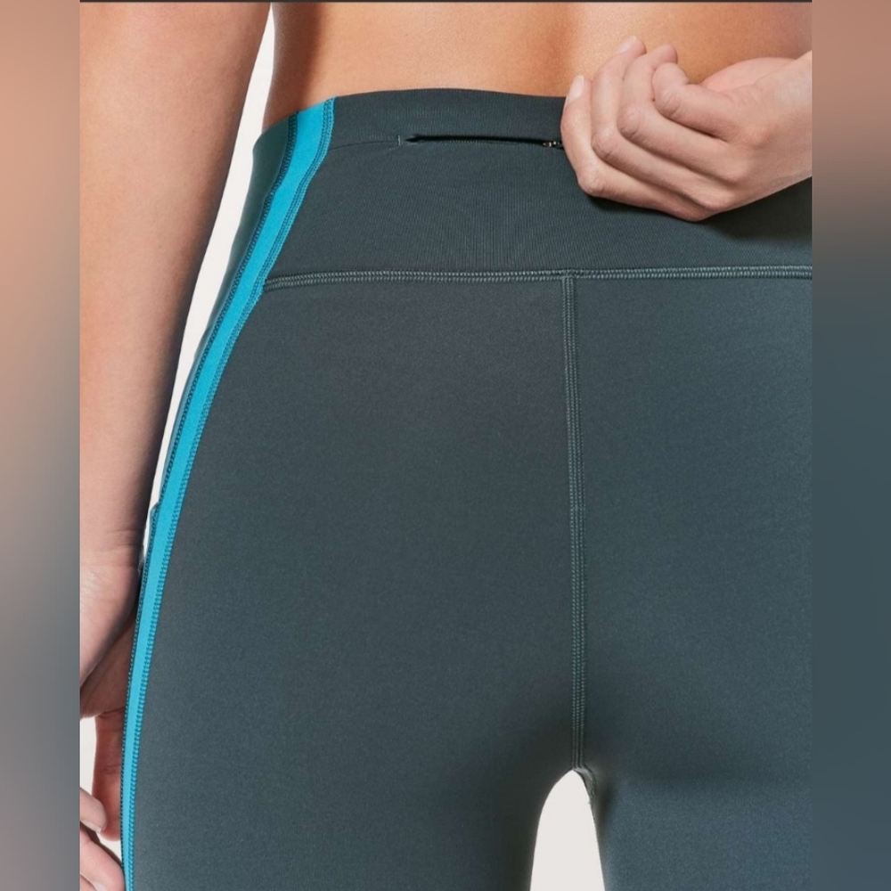 Athletic Colorblock Leggings with Side Pocket - Teal/Charcoal - Picture 5 of 12